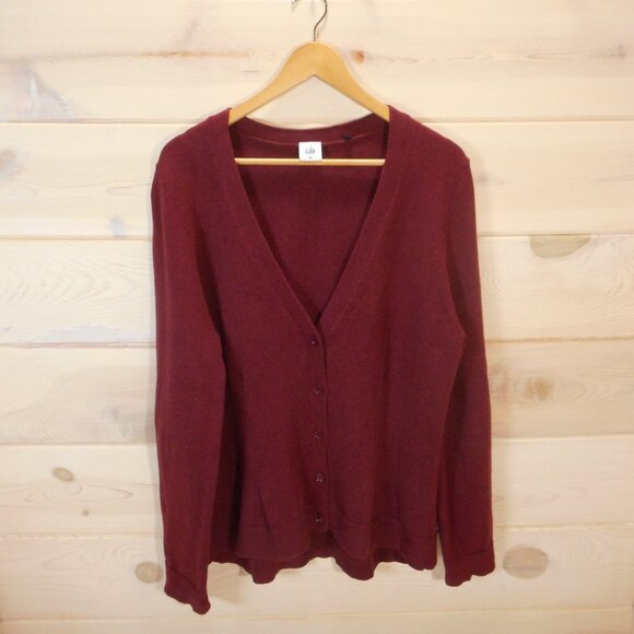 Cabi Catch Cardigan Sweater Women's size XL Button-up Maroon V-Neck #3529 - Picture 1 of 11